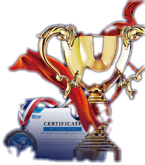 Trophy, medal and certificate